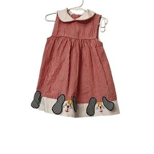 Vtg Copper Key red gingham Dalmatian applique dress sz 4T